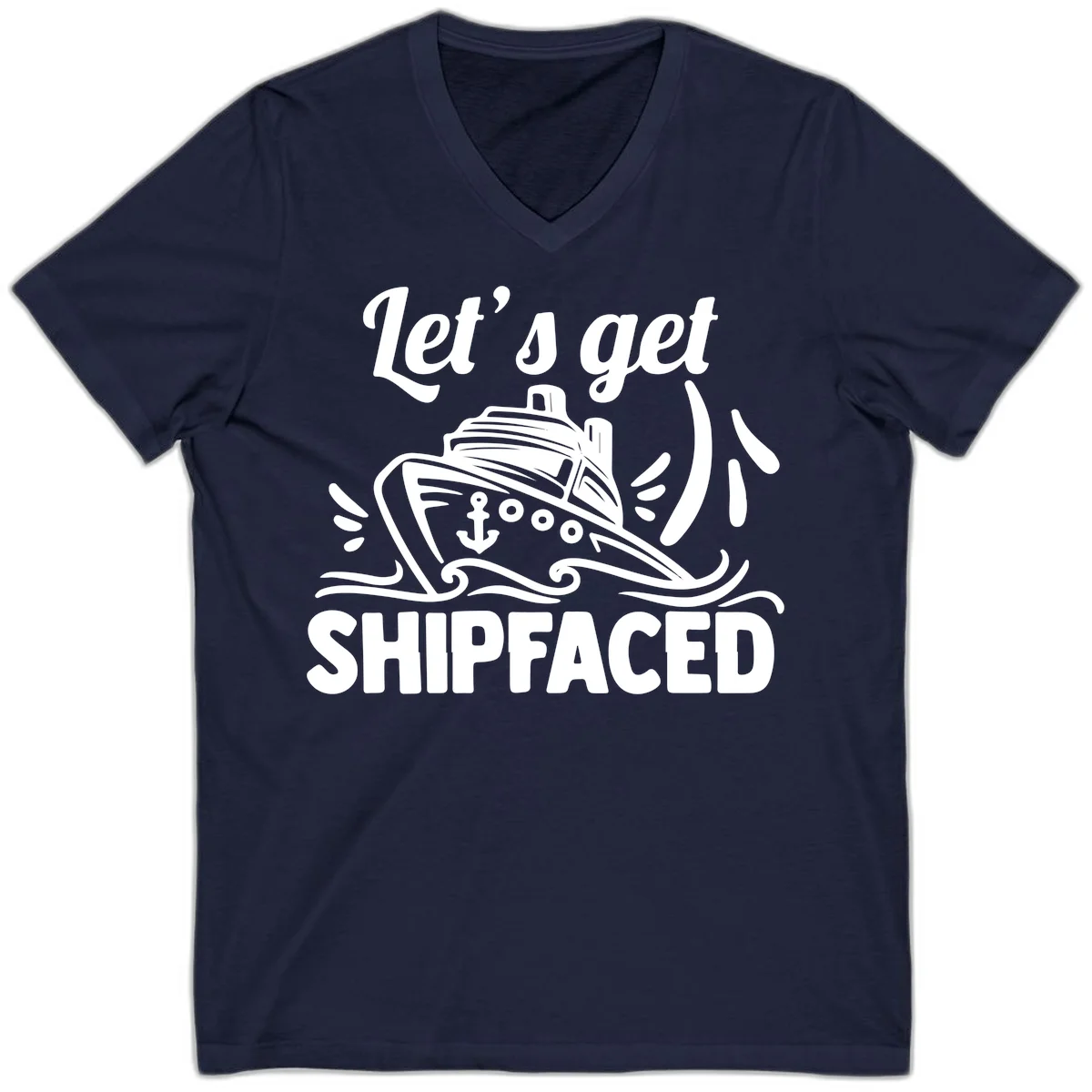 Let's Get Shipfaced V-Neck Tee in Navy