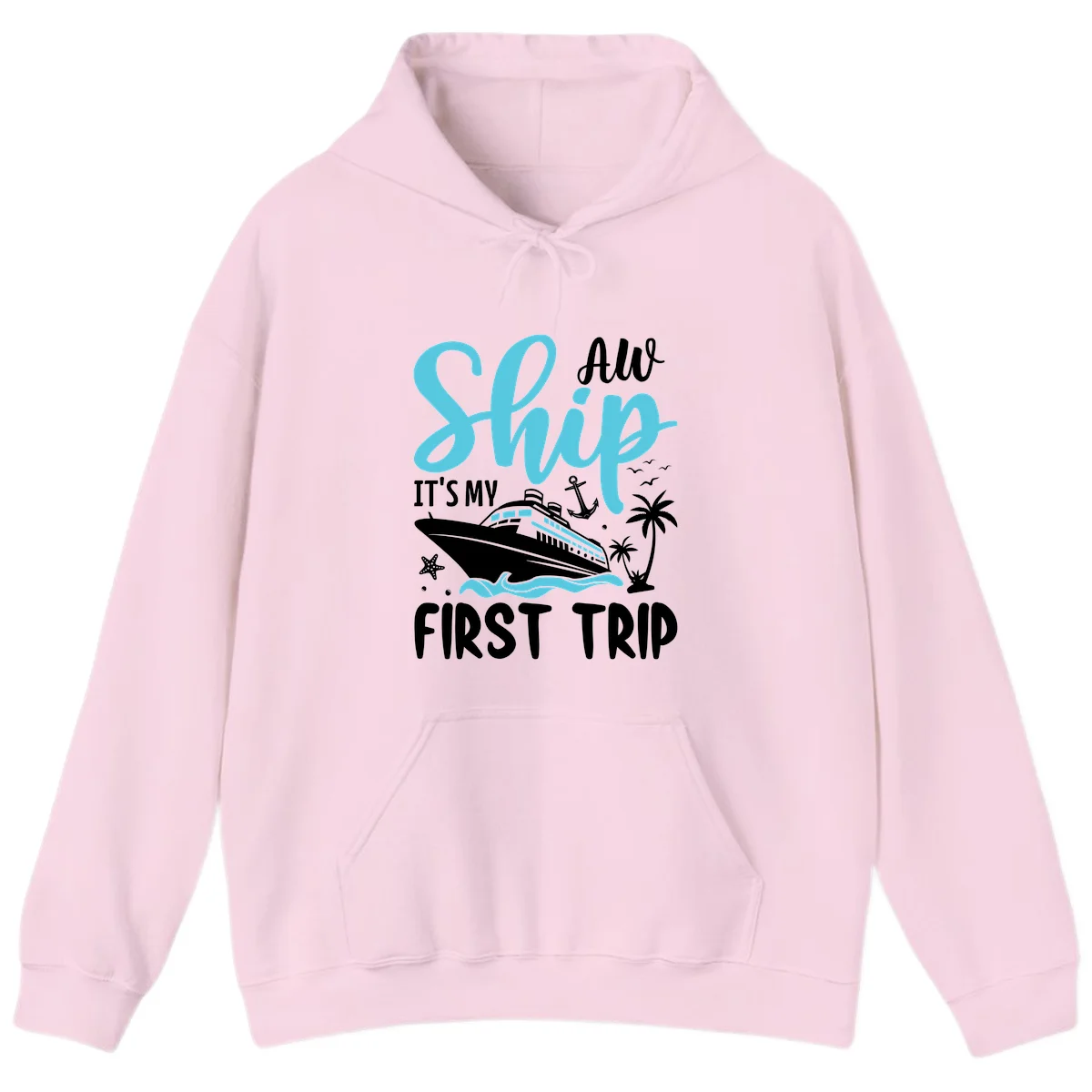 Ship It's My First Trip Hoodie in Light Pink