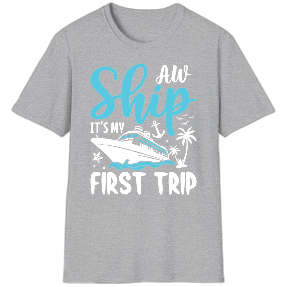 Ship It's My First Trip T-Shirt in Sport Grey