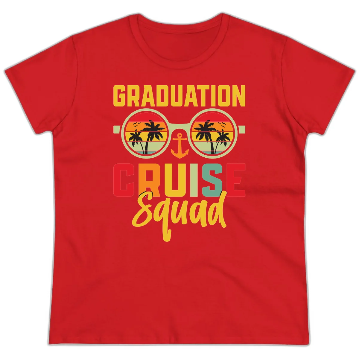 Graduation Cruise Squad Ladies Tee in Red