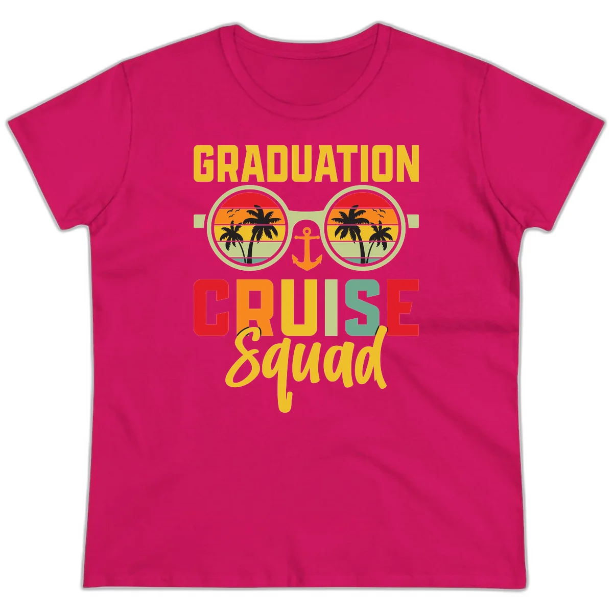 Graduation Cruise Squad Ladies Tee in Heliconia