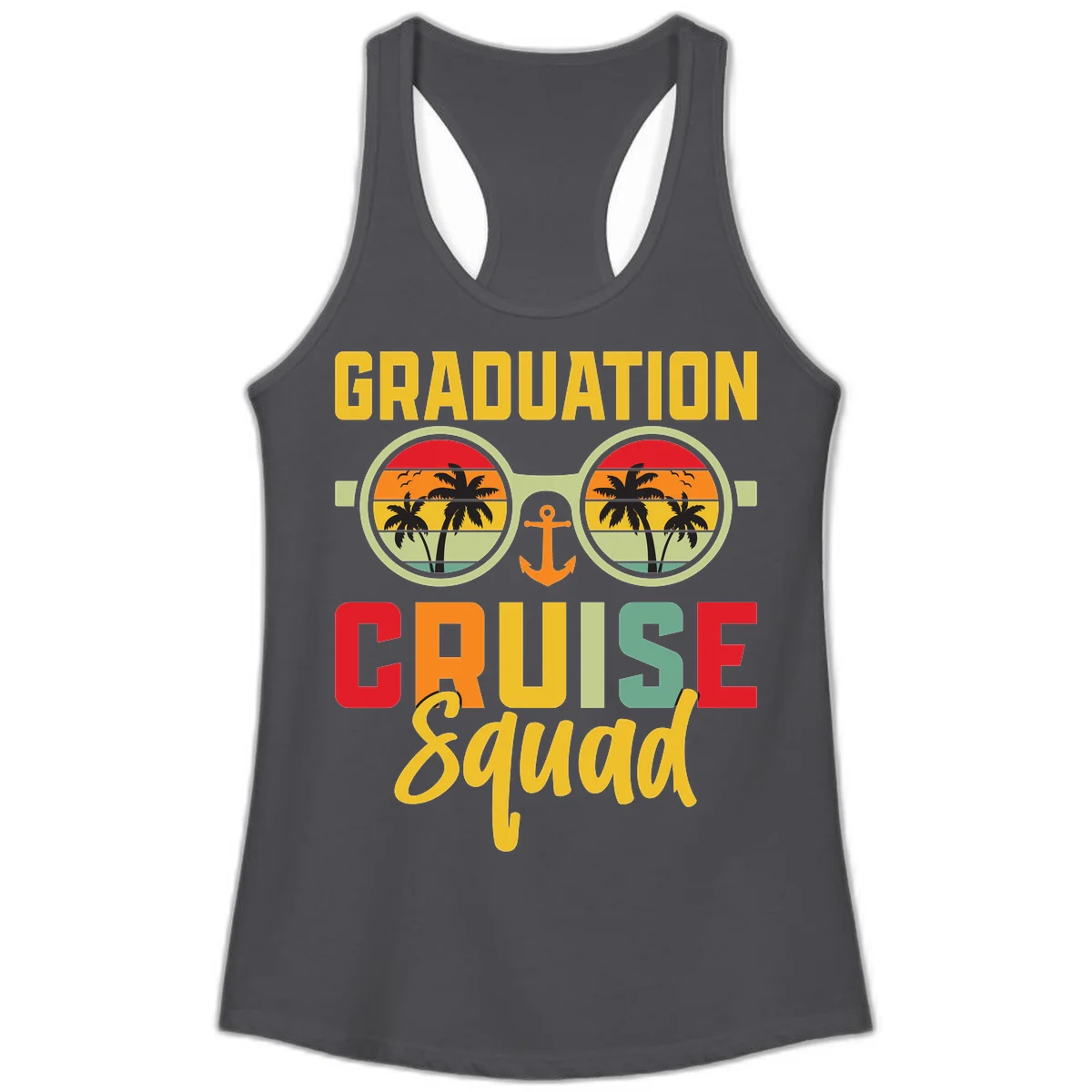 Graduation Cruise Squad Ladies Tank in Solid Dark Gray