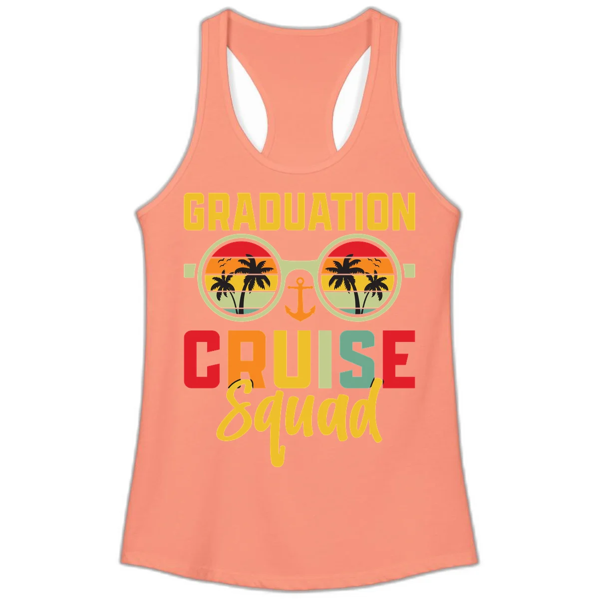 Graduation Cruise Squad Ladies Tank in Solid Light Orange
