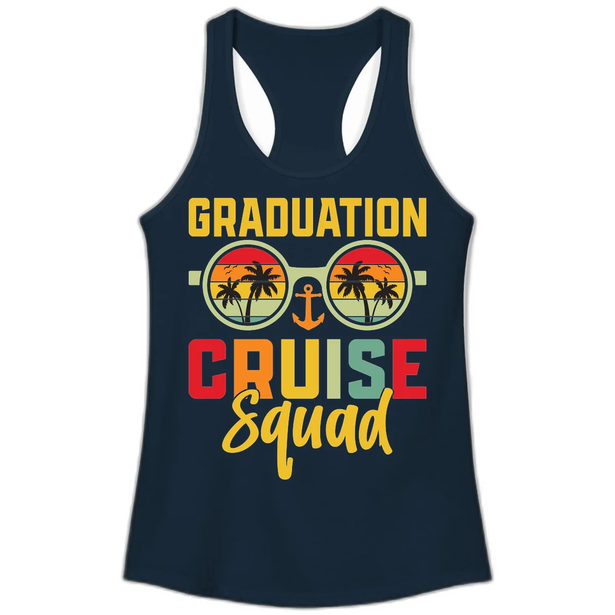 Graduation Cruise Squad Ladies Tank in Solid Midnight Navy