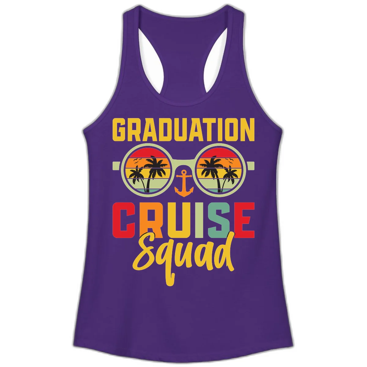 Graduation Cruise Squad Ladies Tank in Solid Purple Rush