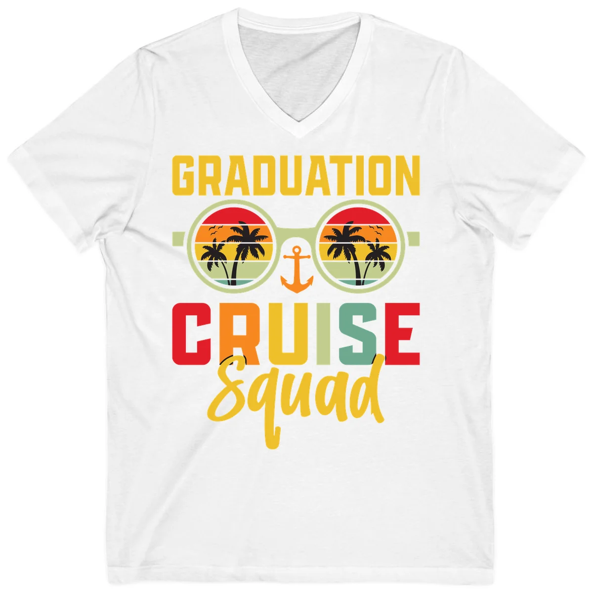 Graduation Cruise Squad V-Neck in White