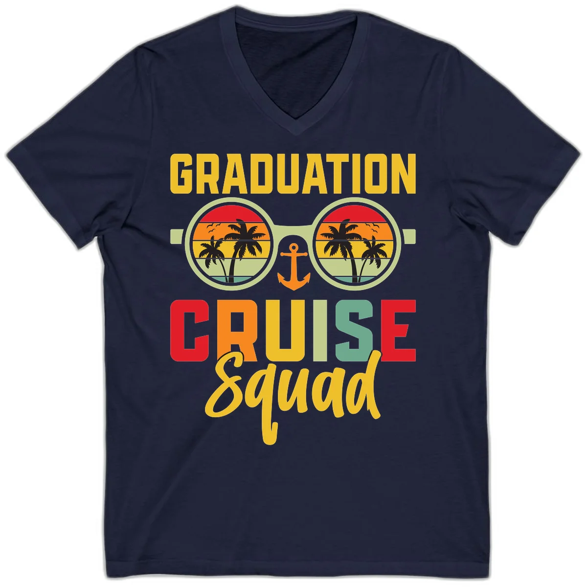 Graduation Cruise Squad V-Neck in Navy