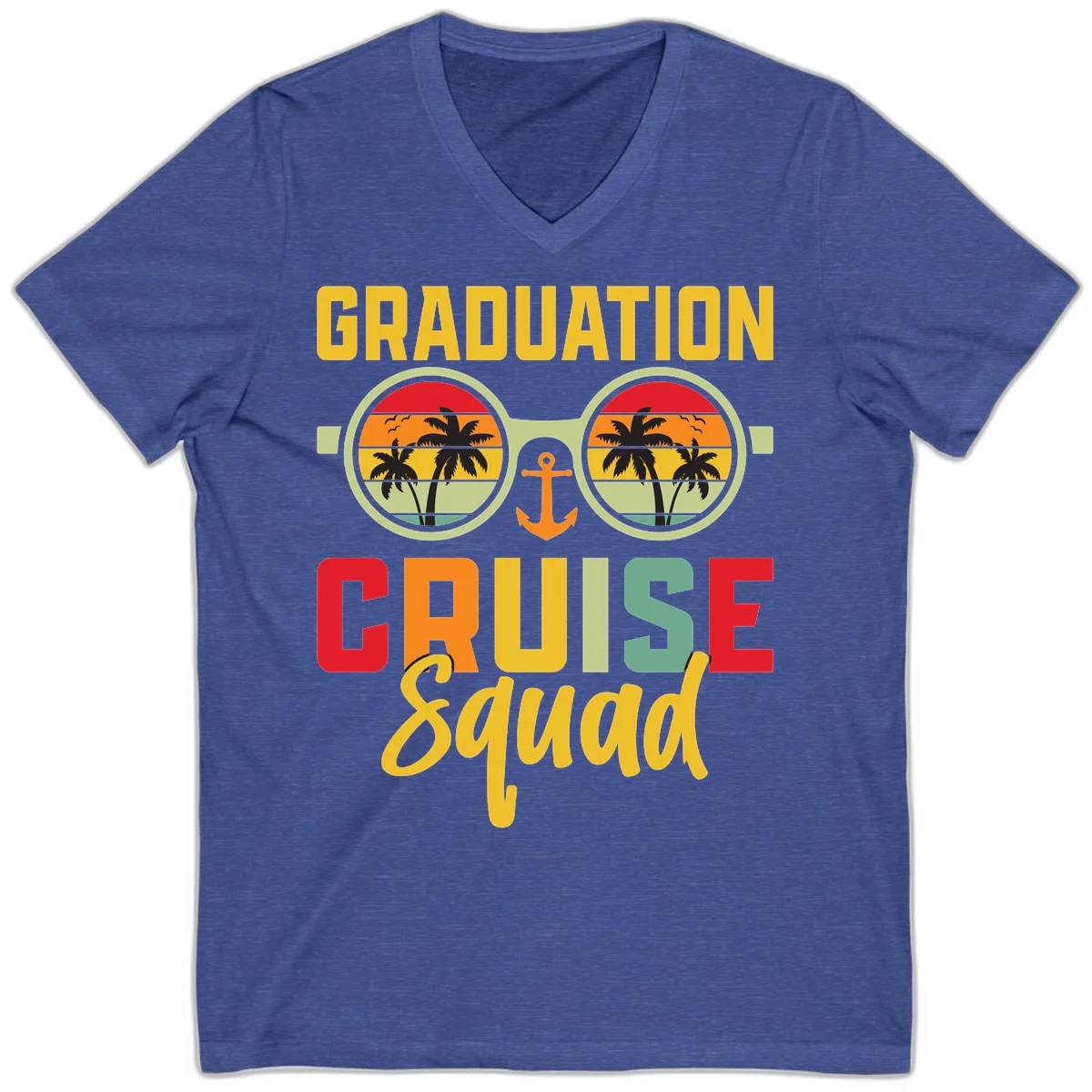 Graduation Cruise Squad V-Neck in Heather True Royal