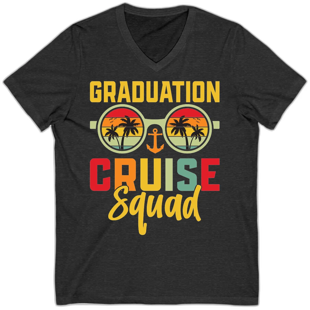 Graduation Cruise Squad V-Neck in Dark Grey Heather