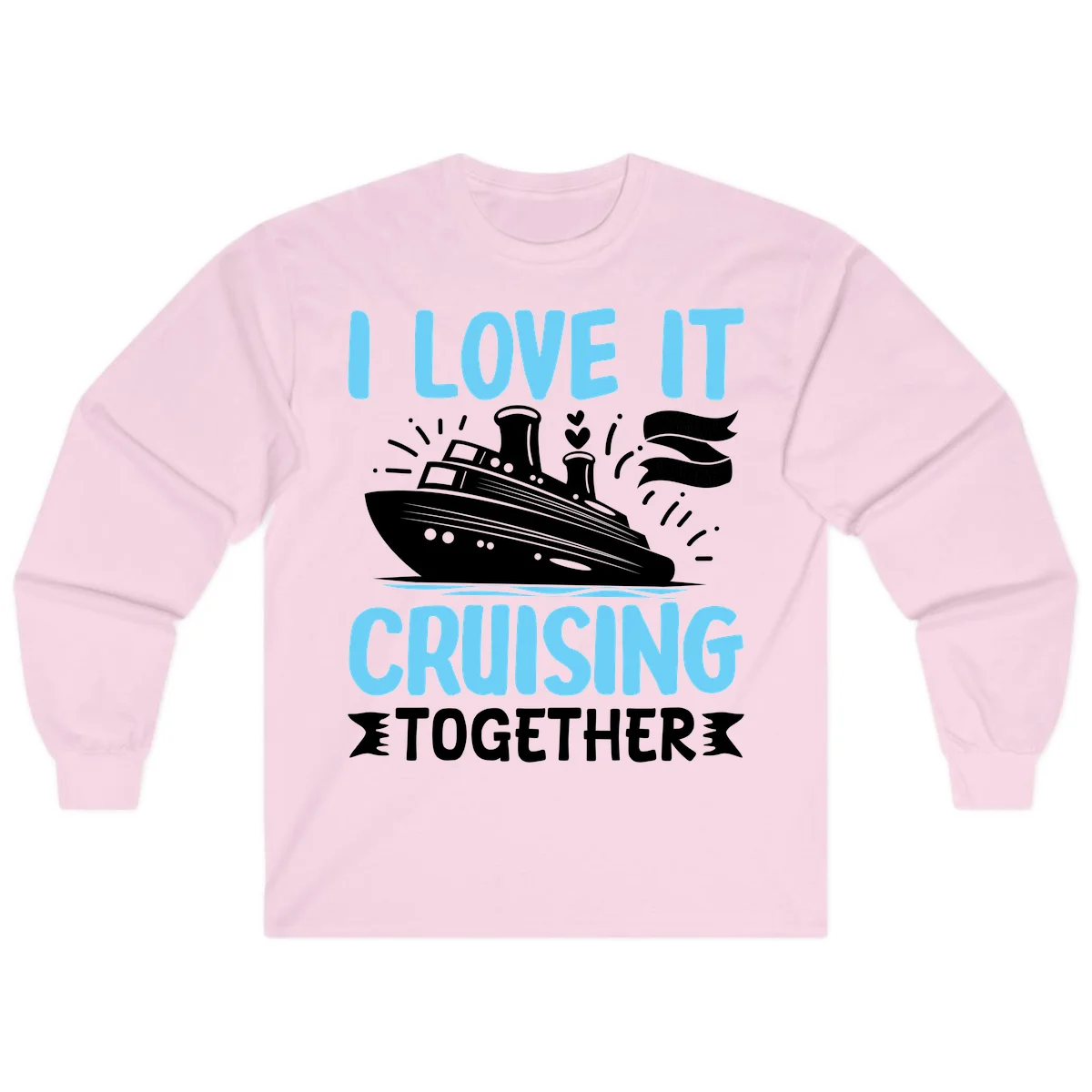 I Love It Cruising Together Long Sleeve Tee in Light Pink