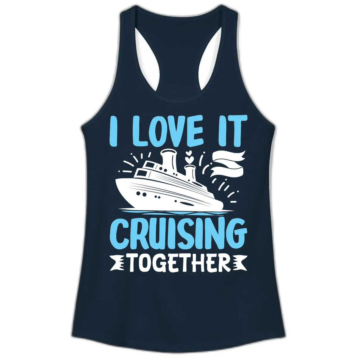 I Love It Cruising Together Ladies Tank in Solid Midnight Navy