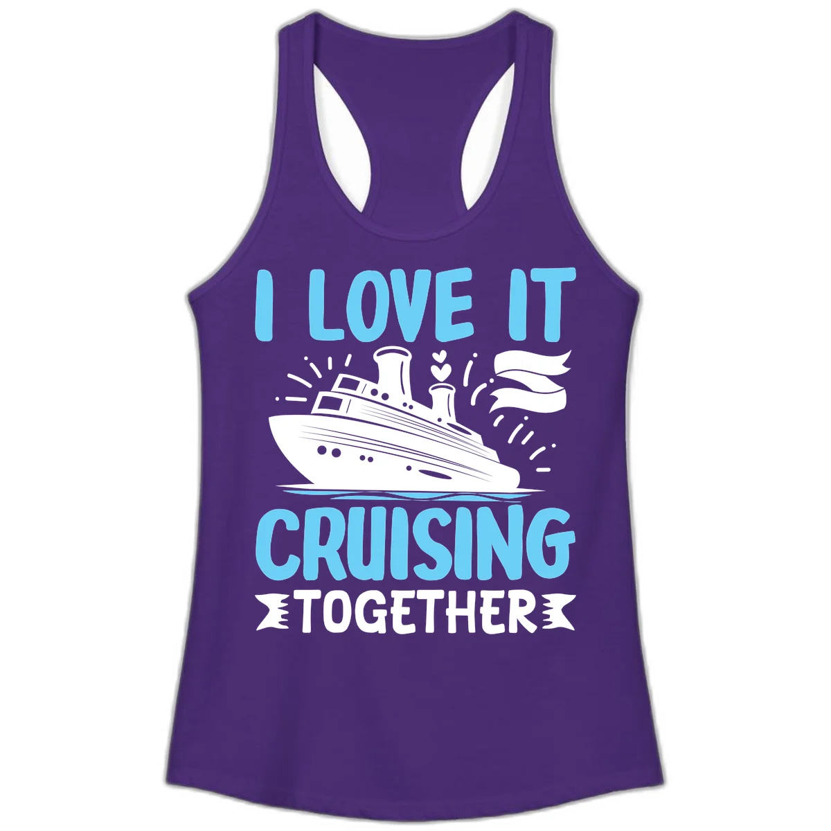I Love It Cruising Together Ladies Tank in Solid Purple Rush