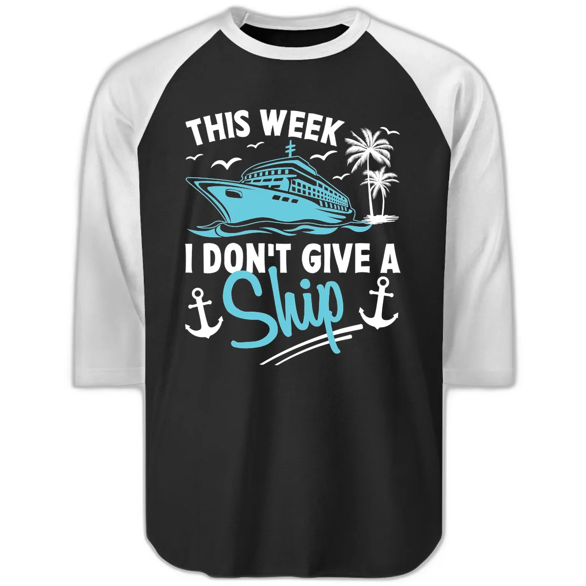 This Week I Don't Give A Swip Raglan 3/4 in Black White