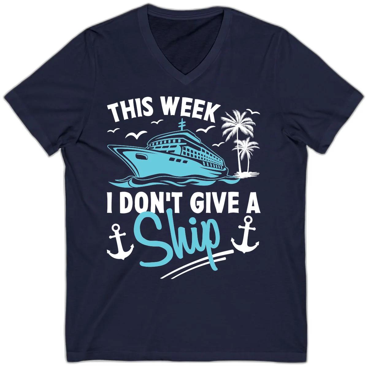 This Week I Don't Give A Swip V-Neck in Navy