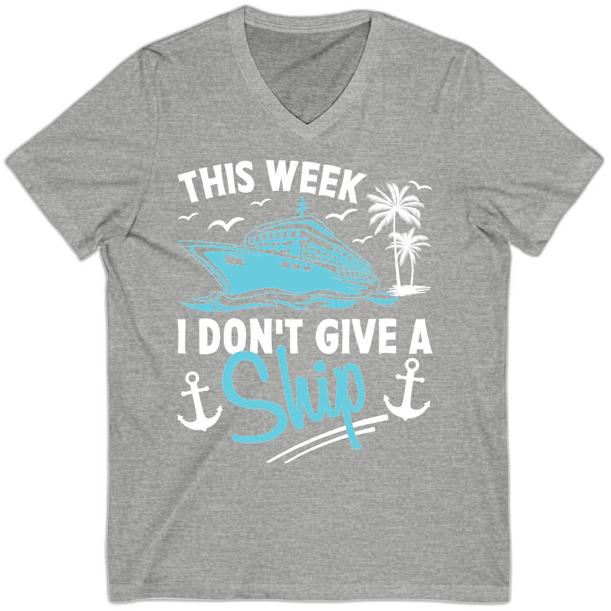 This Week I Don't Give A Swip V-Neck in Athletic Heather