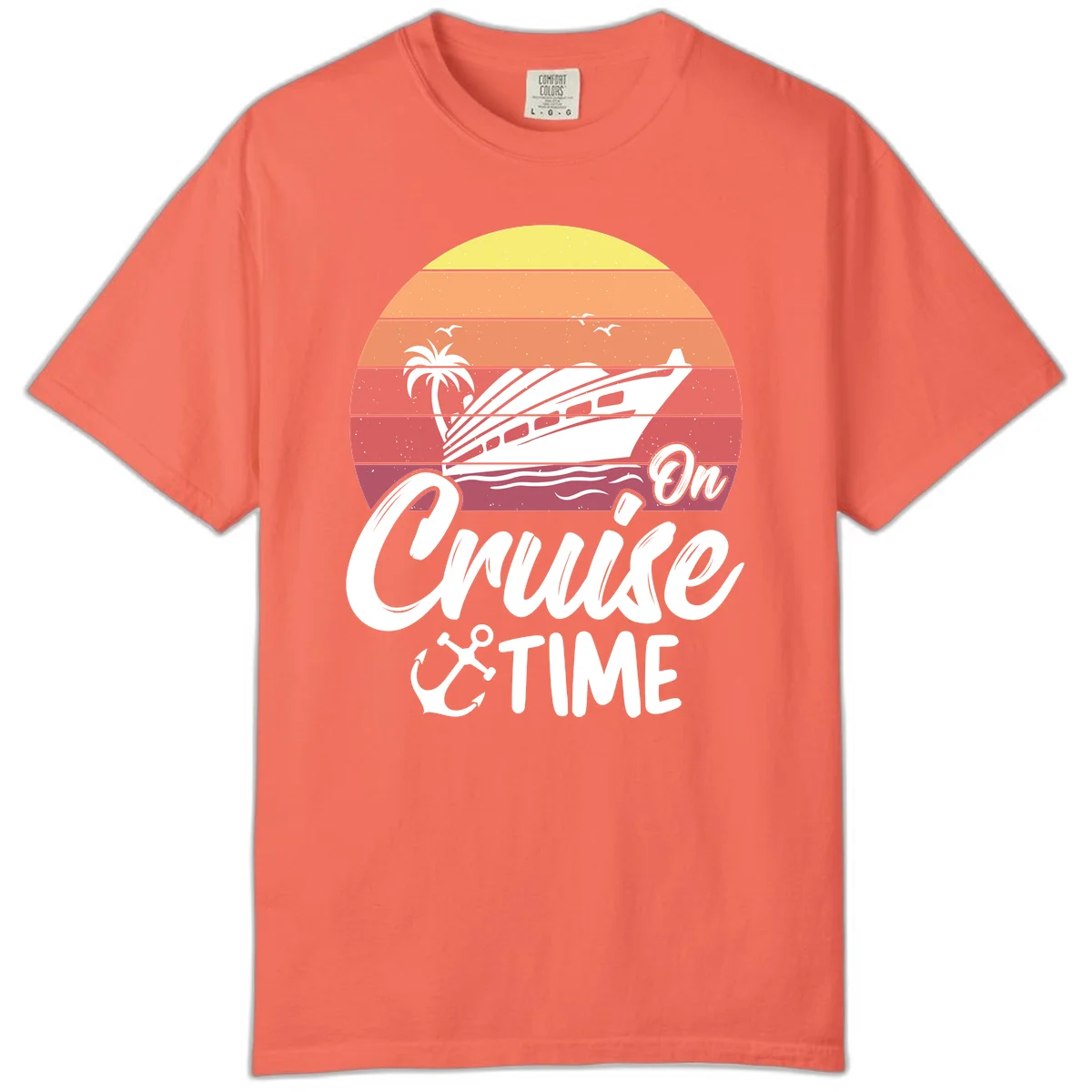 On Cruise Time Comfort Color T-Shirt in Bright Salmon