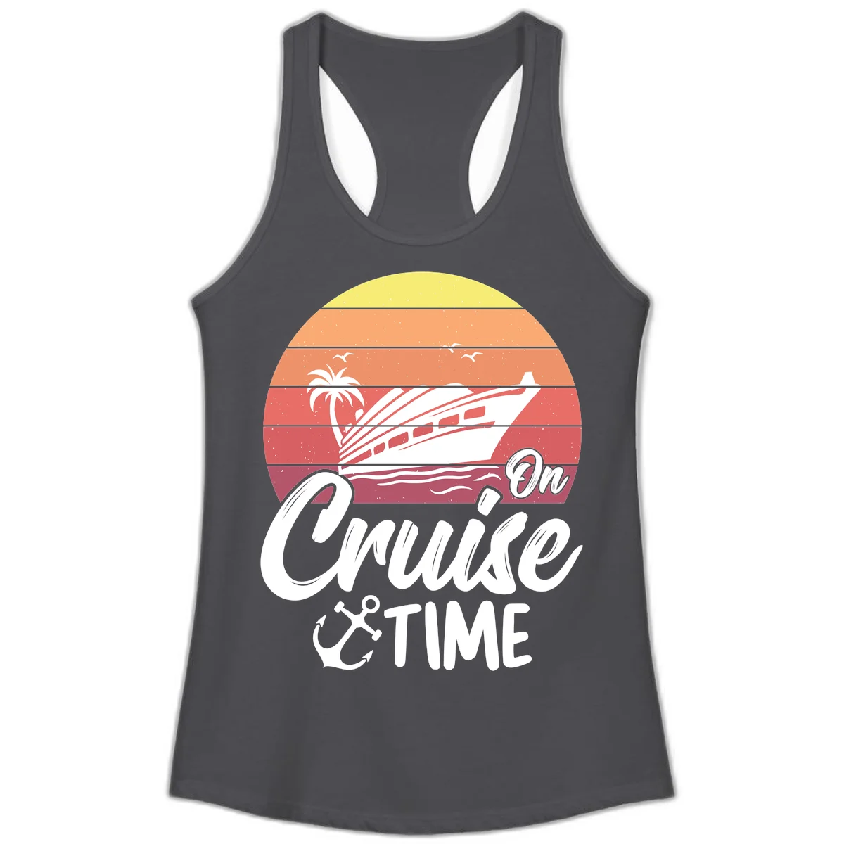 On Cruise Time Ladies Tank Top in Solid Dark Gray
