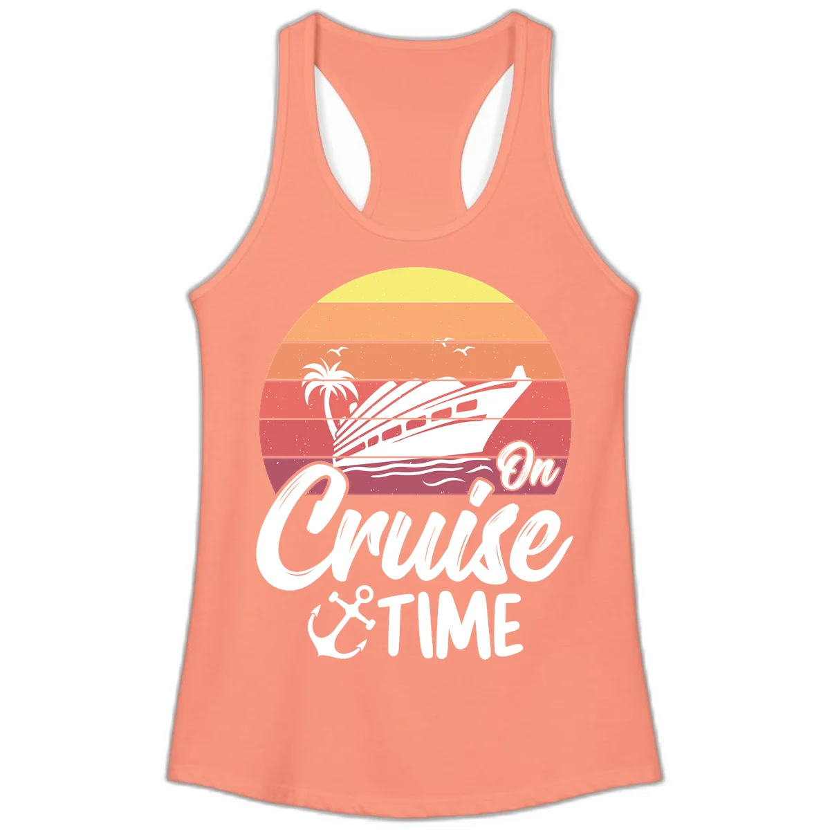 On Cruise Time Ladies Tank Top in Solid Light Orange