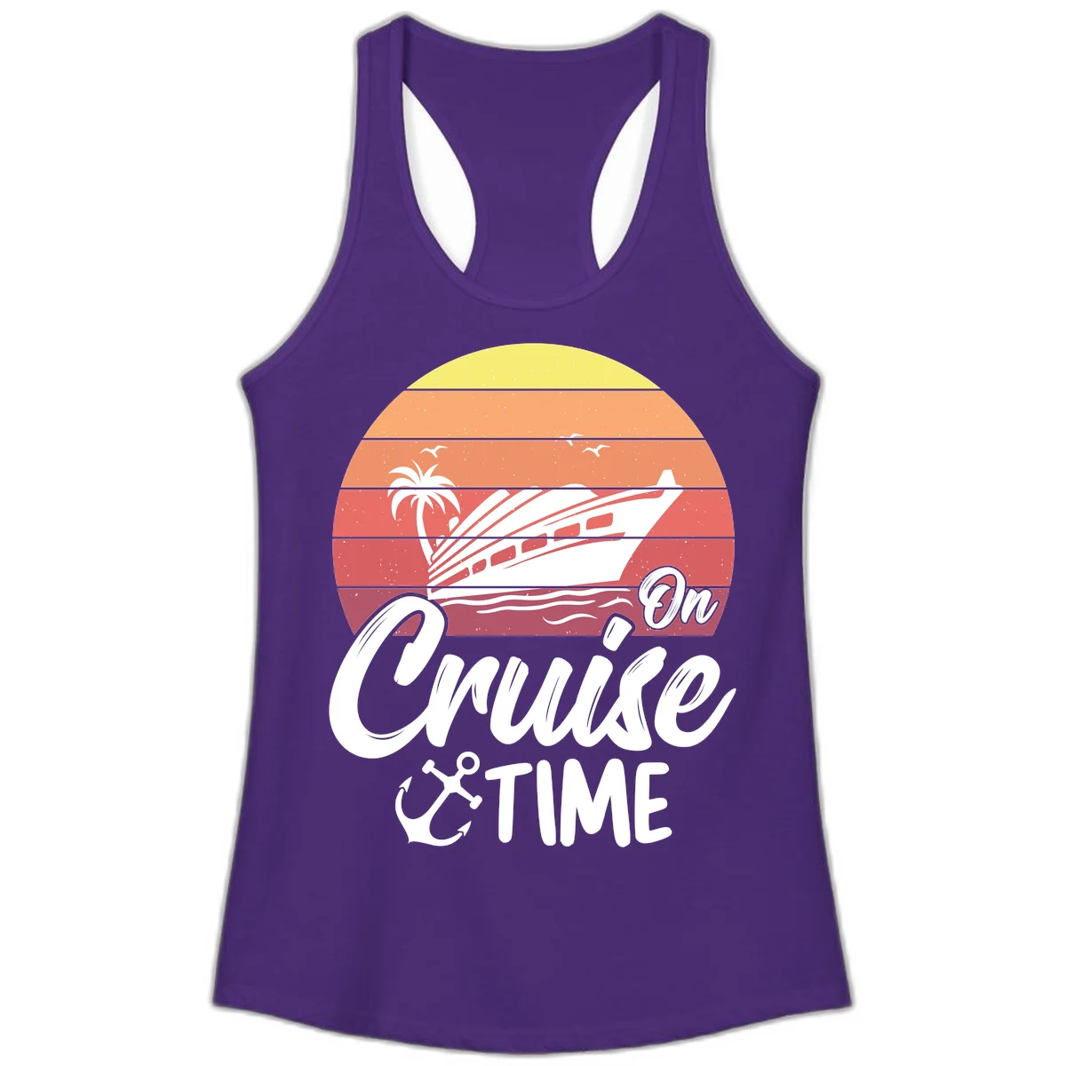 On Cruise Time Ladies Tank Top in Solid Purple Rush