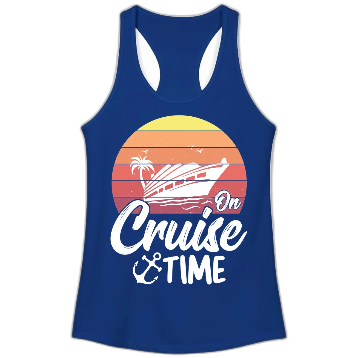 On Cruise Time Ladies Tank Top in Solid Royal