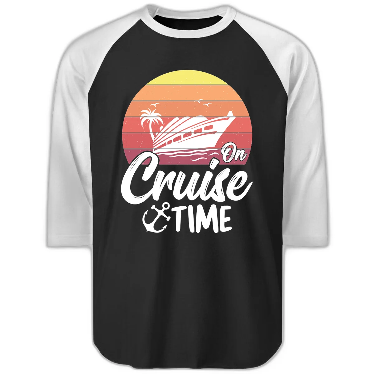 On Cruise Time Raglan 3/4 Sleeve in Black White