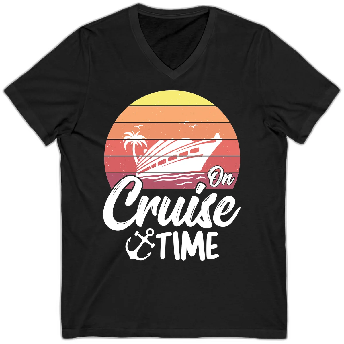 On Cruise Time V-Neck T-Shirt in Black