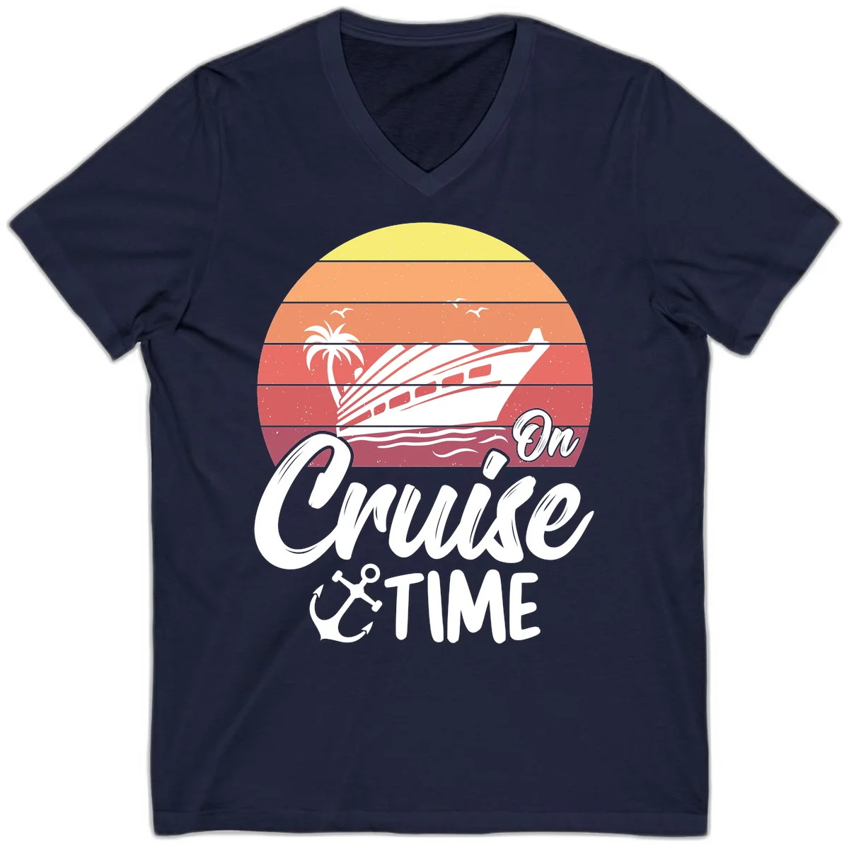 On Cruise Time V-Neck T-Shirt in Navy