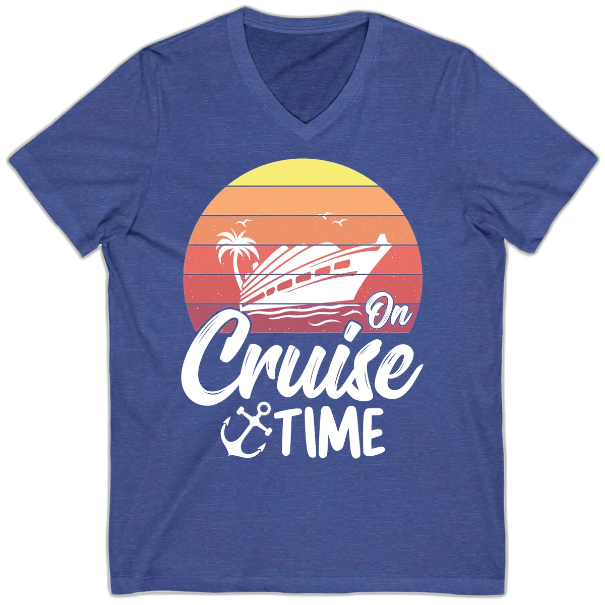 On Cruise Time V-Neck T-Shirt in Heather True Royal