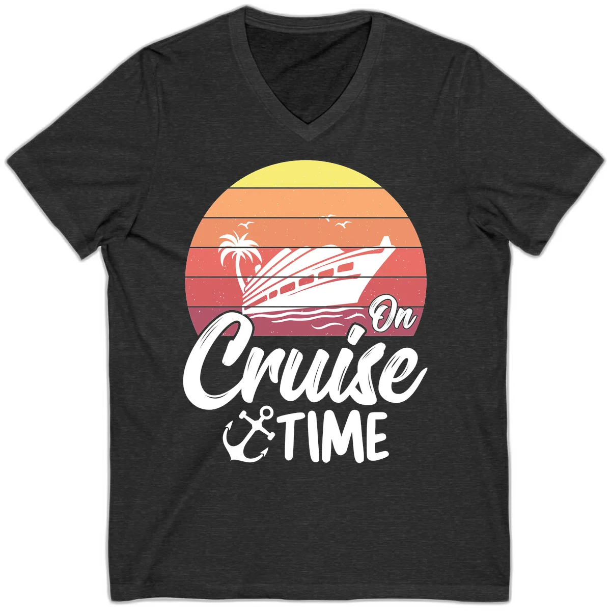 On Cruise Time V-Neck T-Shirt in Dark Grey Heather