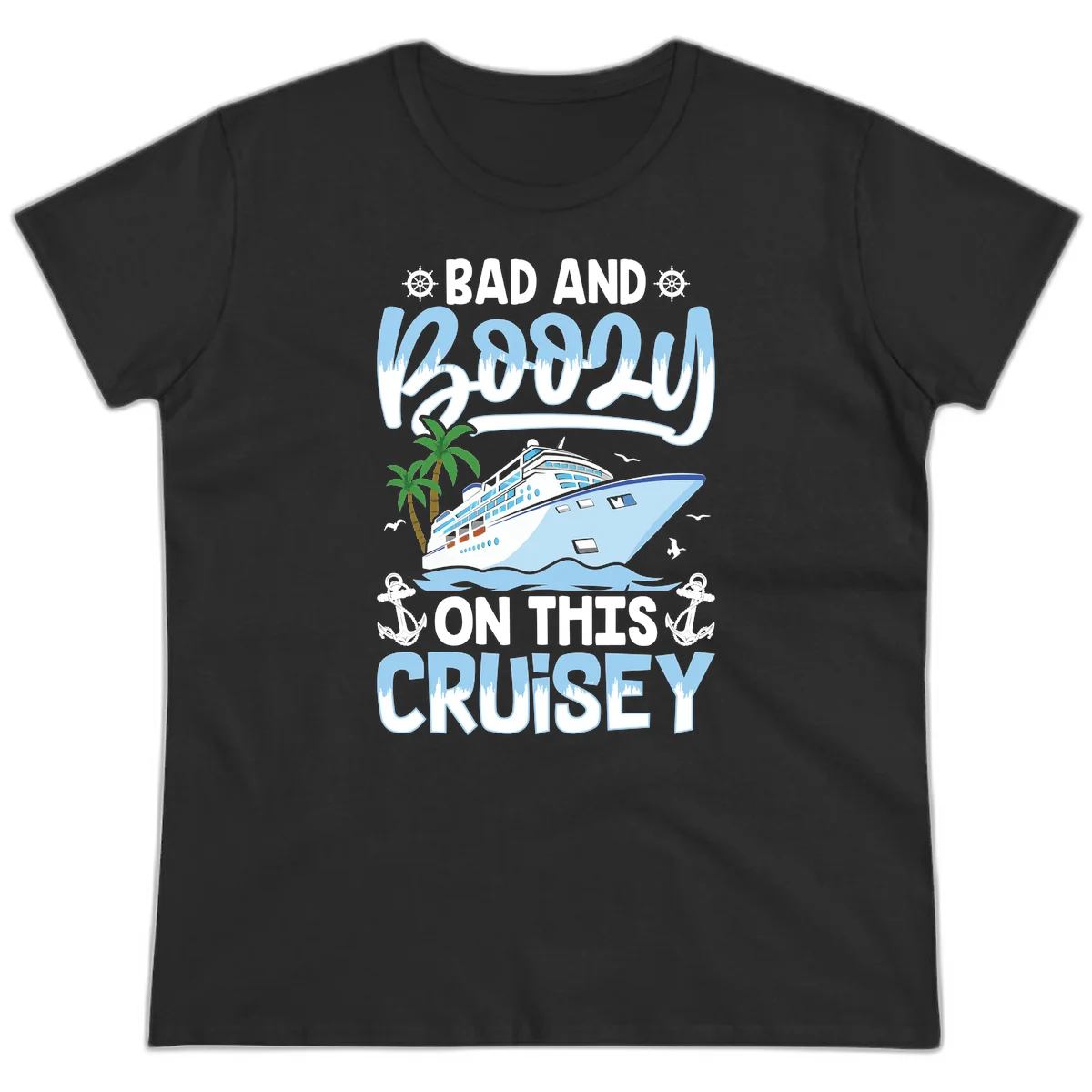 Bad And Knotty On This Cruise Ladies Tee in Black