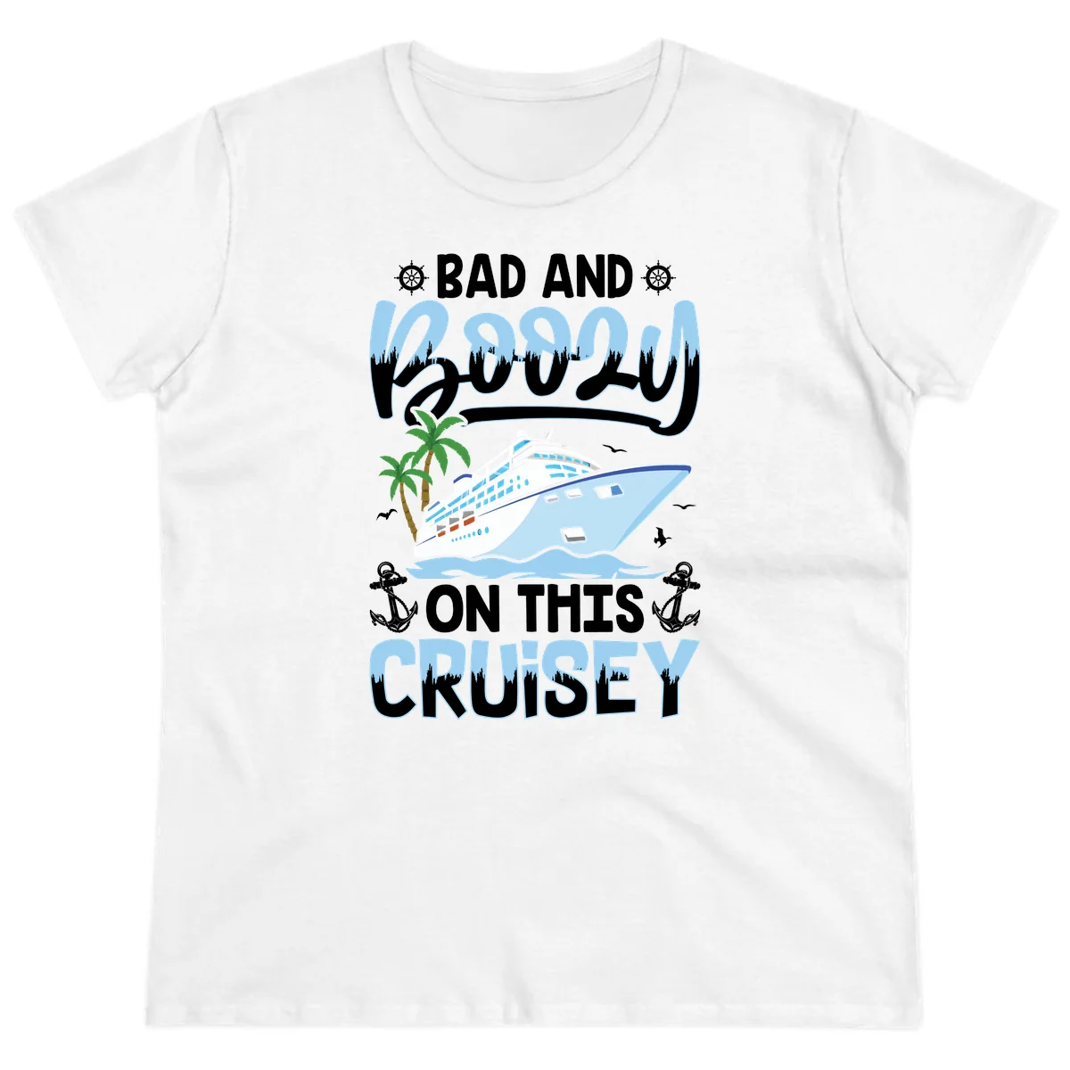 Bad And Knotty On This Cruise Ladies Tee in White
