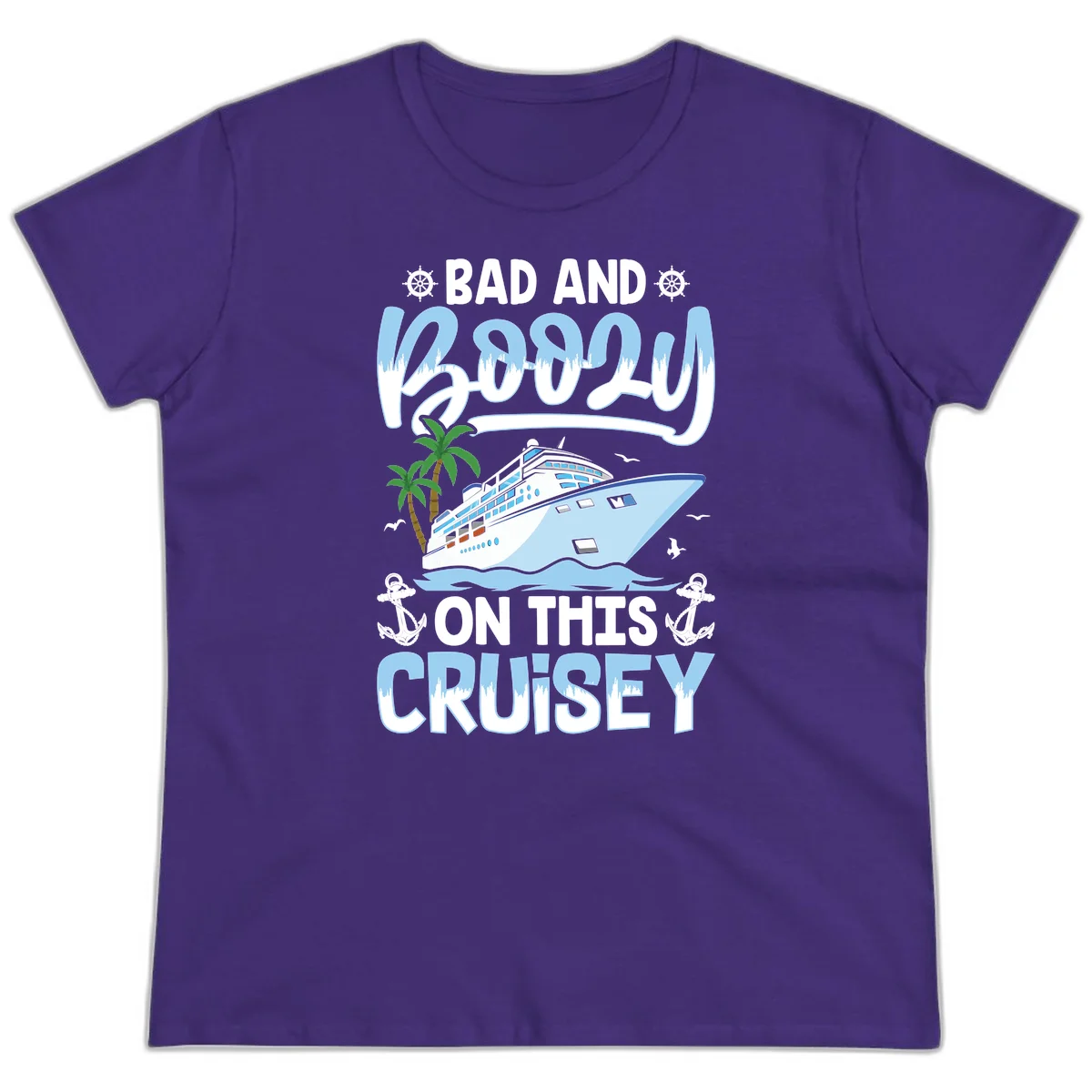 Bad And Knotty On This Cruise Ladies Tee in Purple