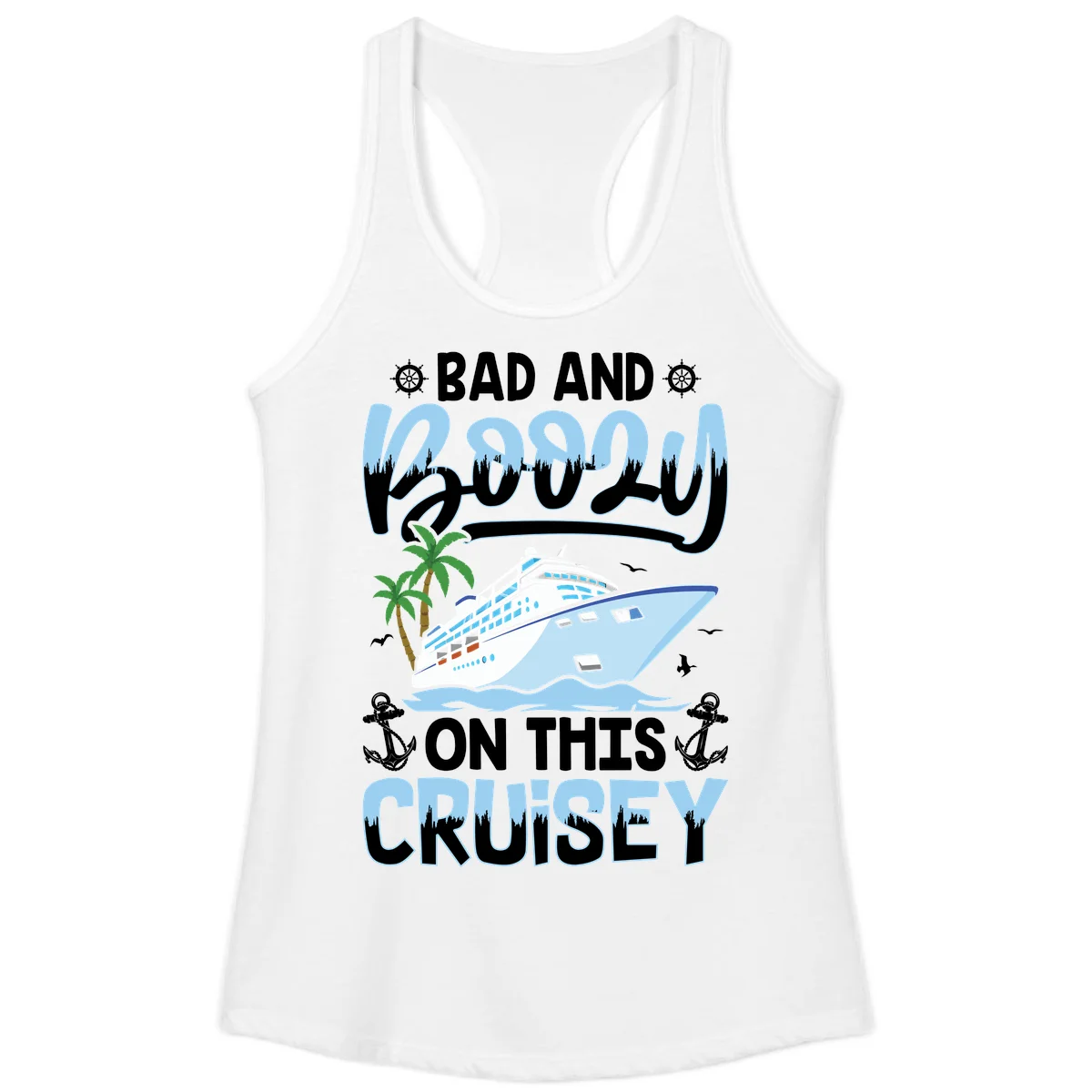 Bad And Knotty On This Cruise Ladies Tank in White