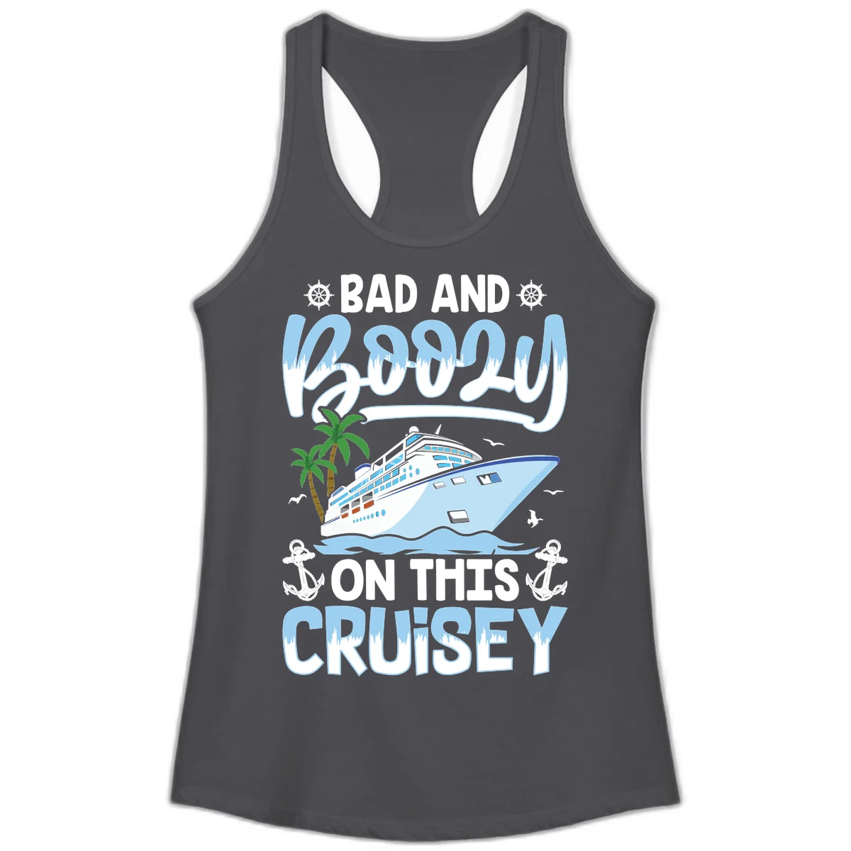 Bad And Knotty On This Cruise Ladies Tank in Solid Dark Gray