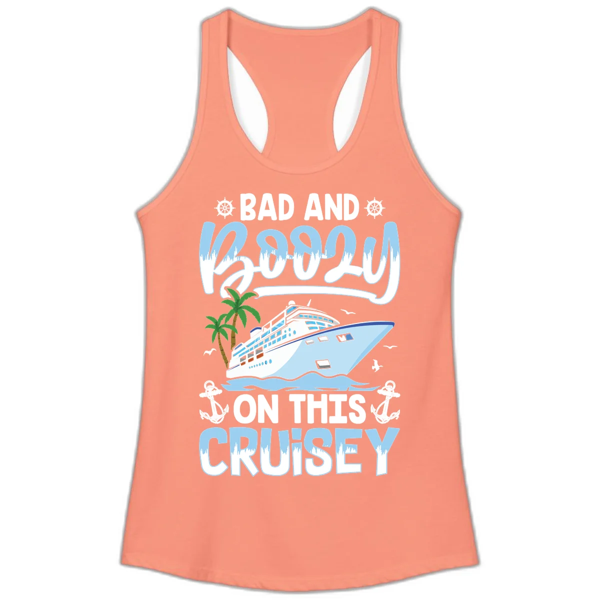 Bad And Knotty On This Cruise Ladies Tank in Solid Light Orange