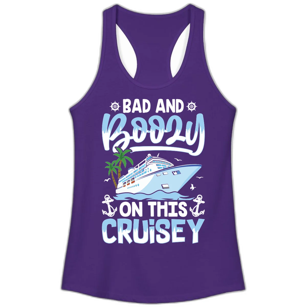 Bad And Knotty On This Cruise Ladies Tank in Solid Purple Rush
