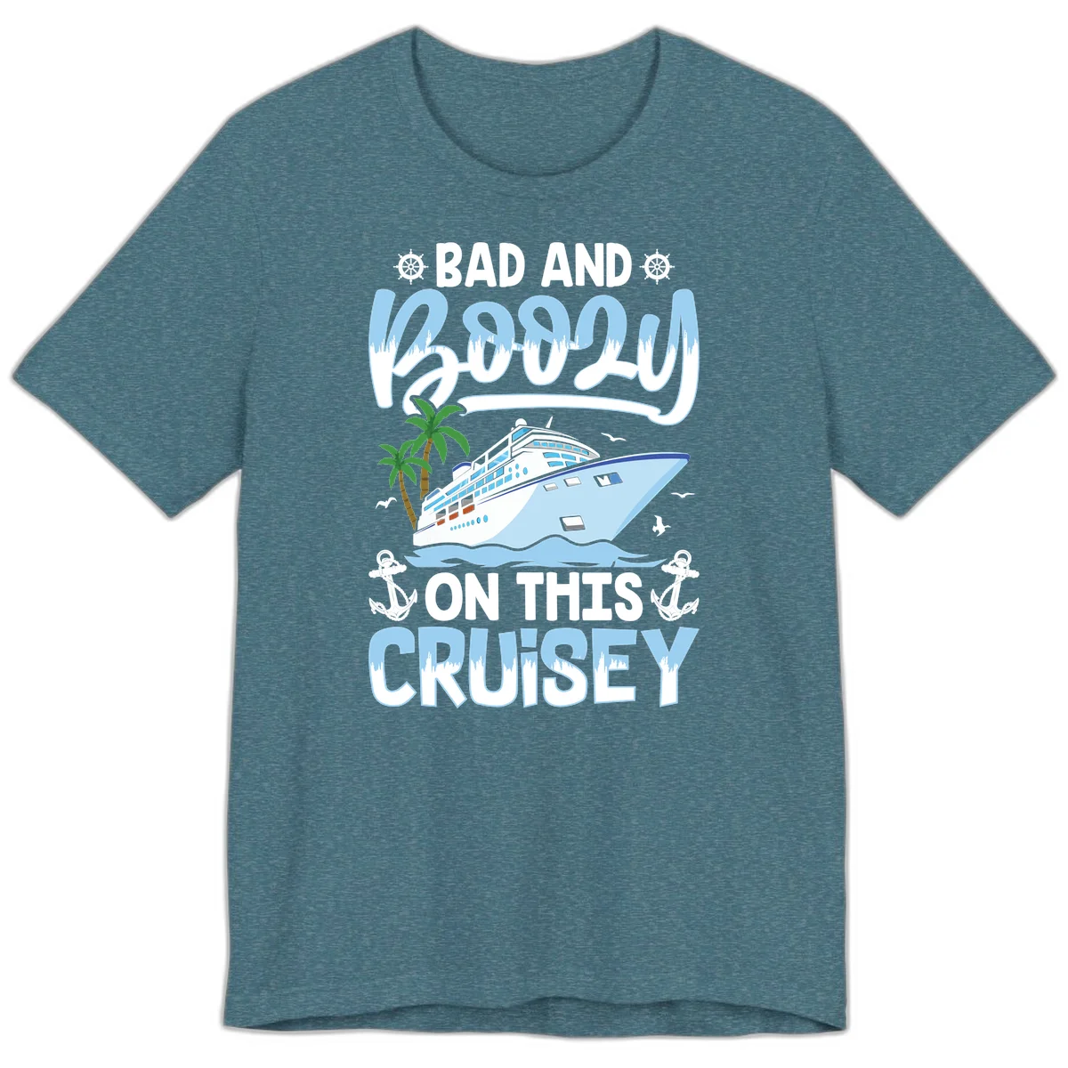 Bad And Knotty On This Cruise Premium T-Shirt in Heather Deep Teal
