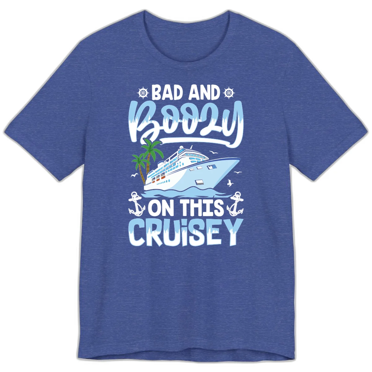 Bad And Knotty On This Cruise Premium T-Shirt in Heather True Royal