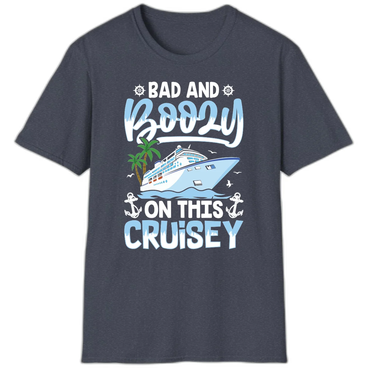 Bad And Knotty On This Cruise T-Shirt in Heather Navy