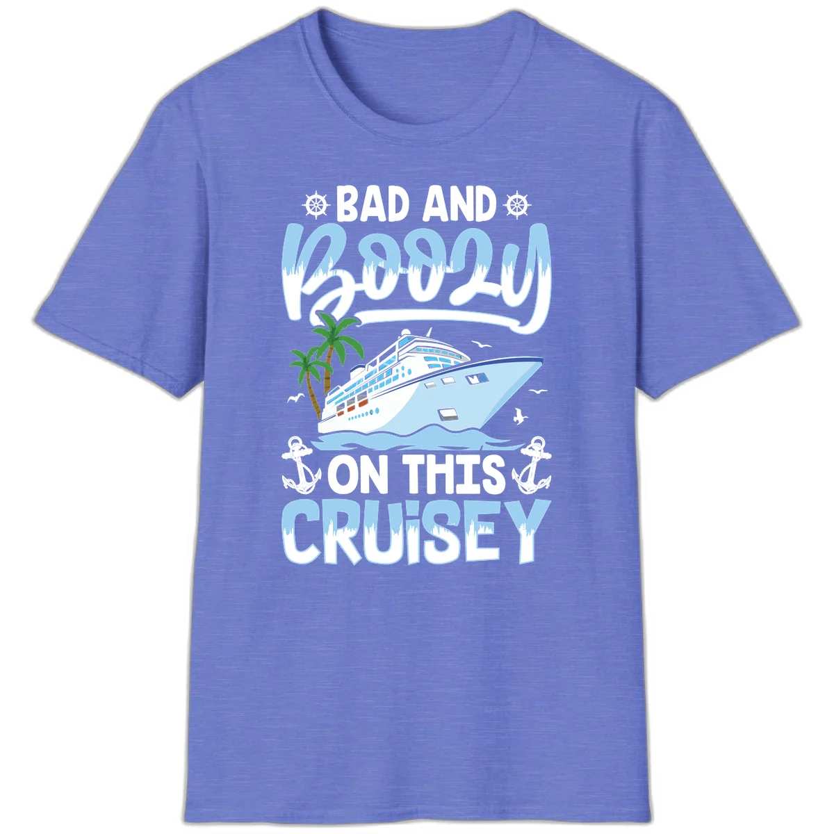 Bad And Knotty On This Cruise T-Shirt in Heather Royal