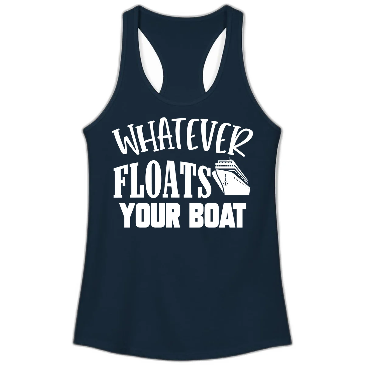 Whatever Floats Your Boat Ladies Tank Top in Solid Midnight Navy