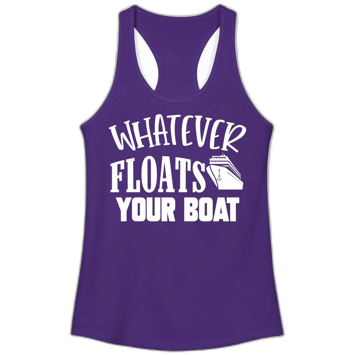Whatever Floats Your Boat Ladies Tank Top in Solid Purple Rush