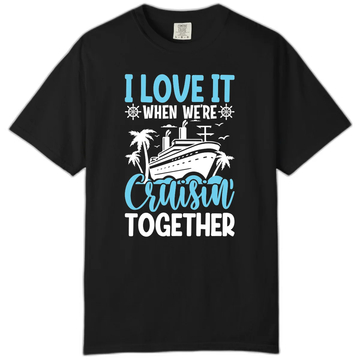 Cruising Together Nautical Design Comfort Color Tee in Black