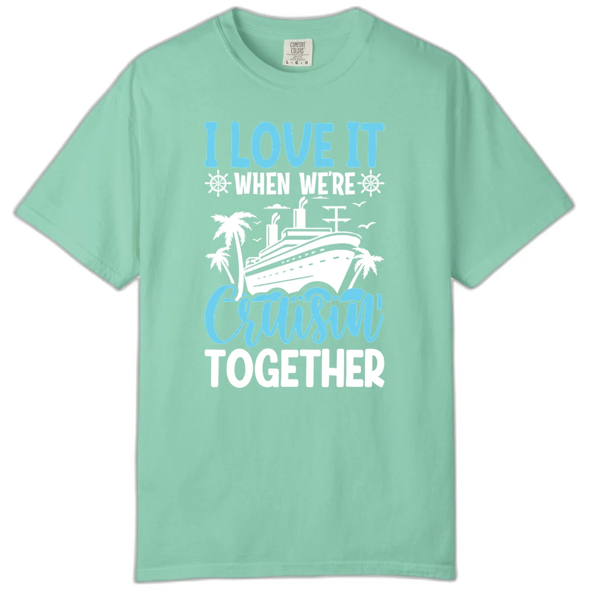 Cruising Together Nautical Design Comfort Color Tee in Island Reef