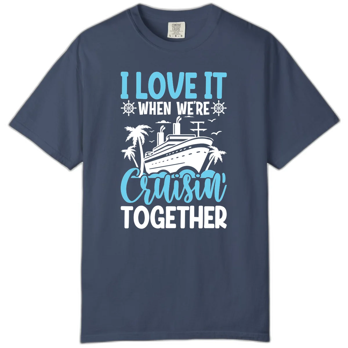 Cruising Together Nautical Design Comfort Color Tee in Midnight