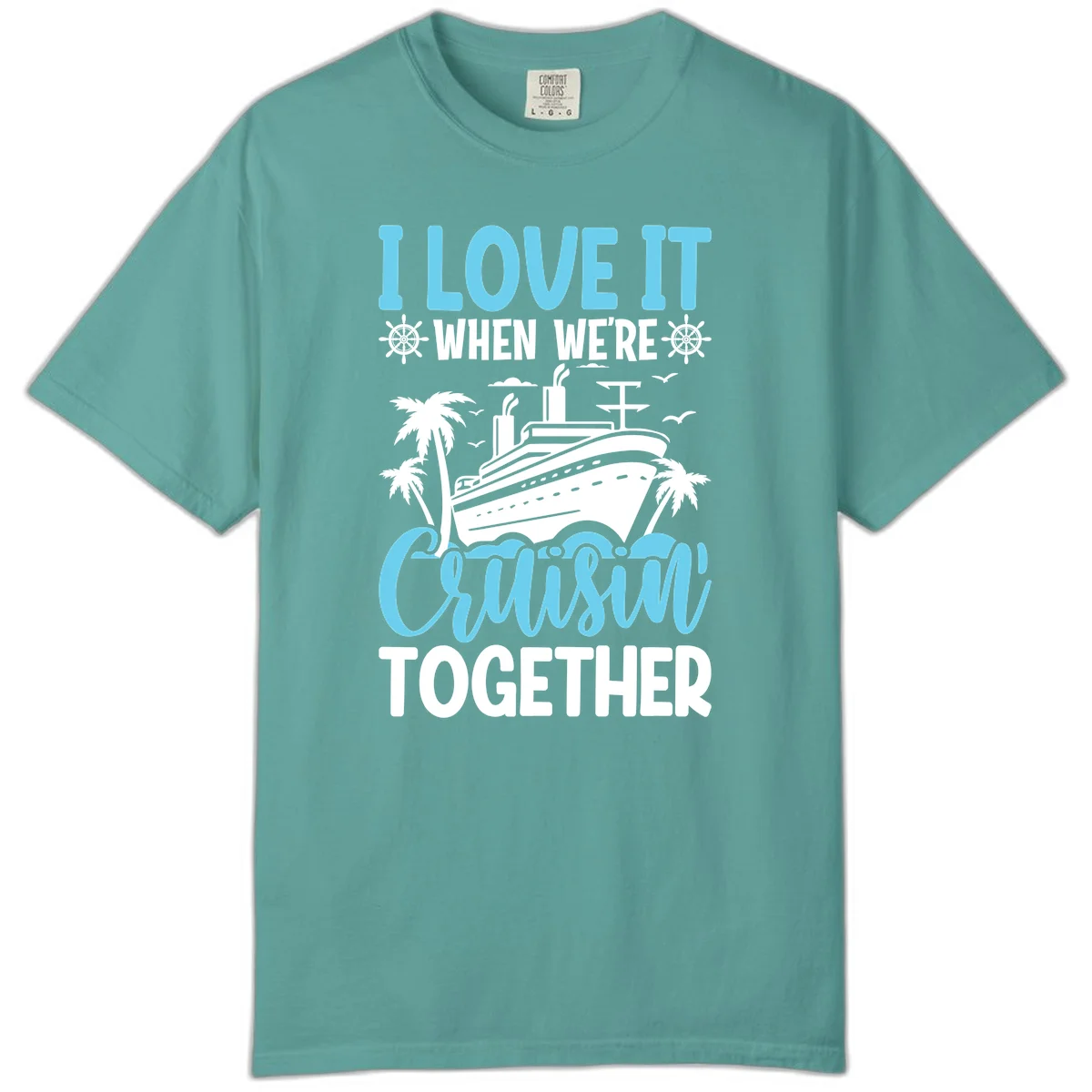 Cruising Together Nautical Design Comfort Color Tee in Seafoam