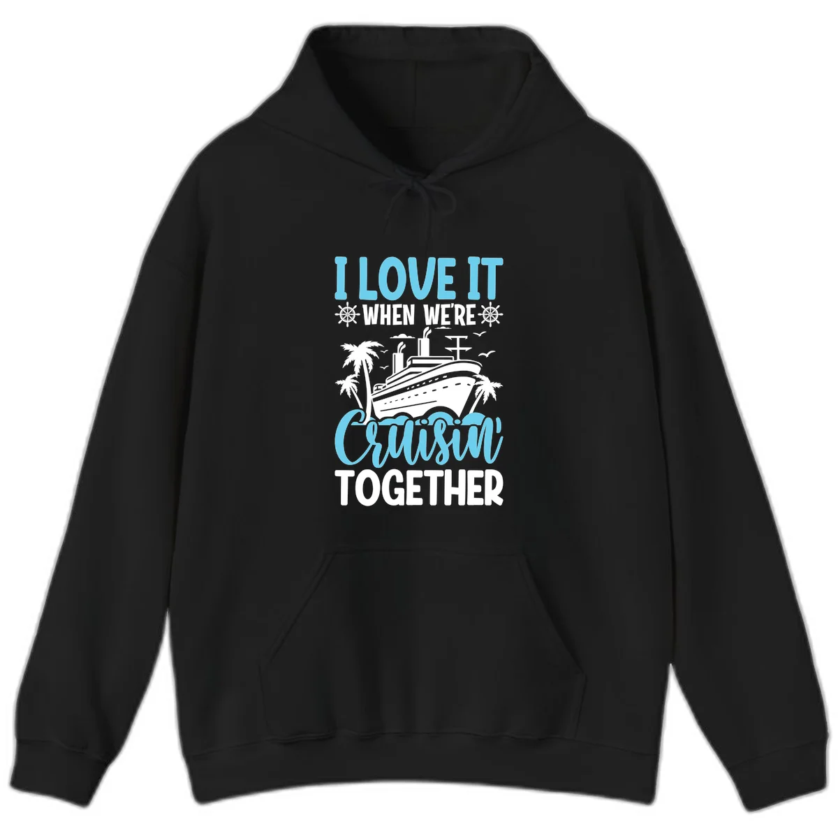 Cruising Together Nautical Design Hoodie in Black