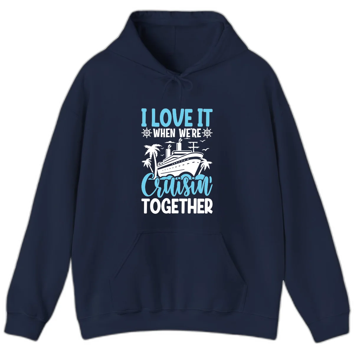 Cruising Together Nautical Design Hoodie in Navy