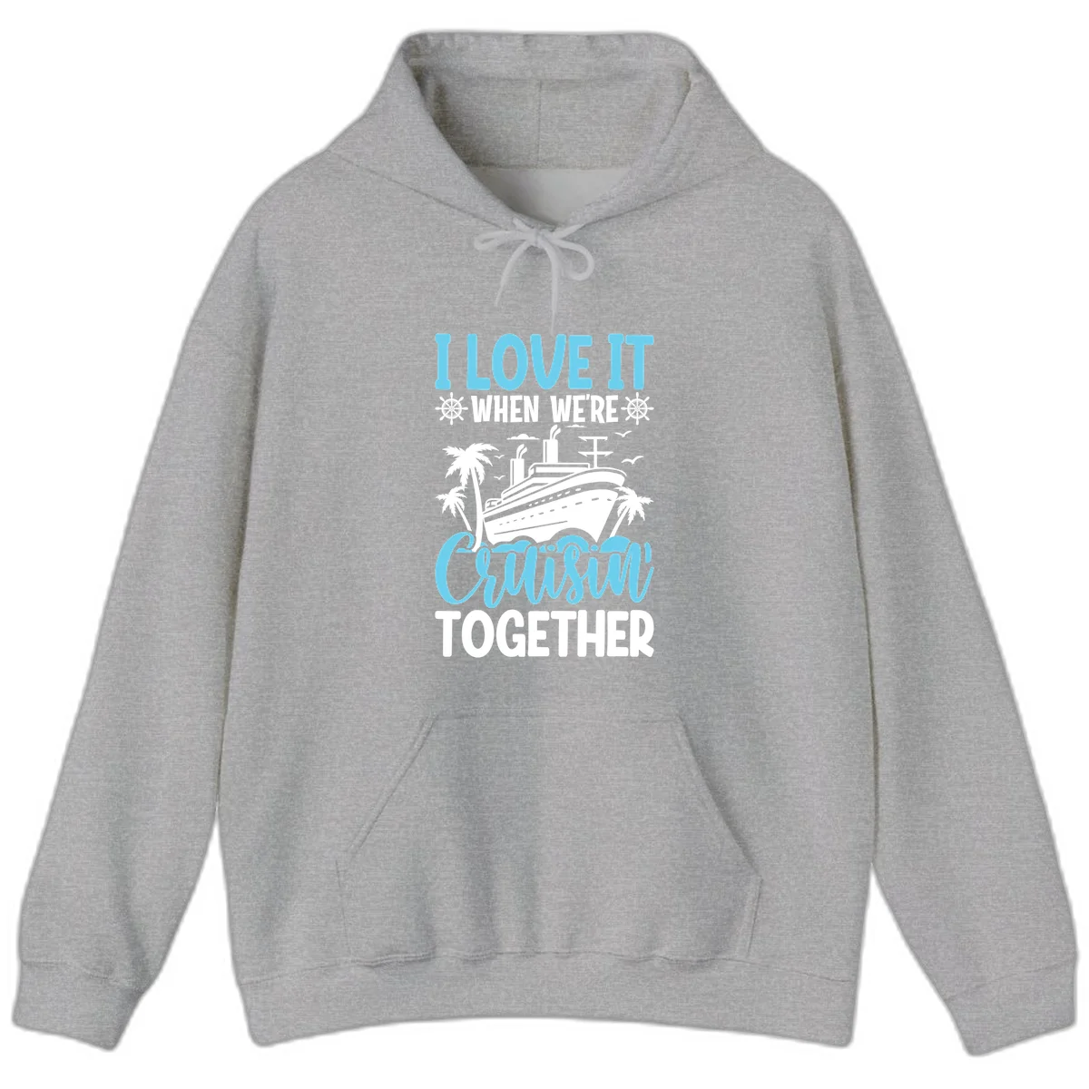 Cruising Together Nautical Design Hoodie in Sport Grey
