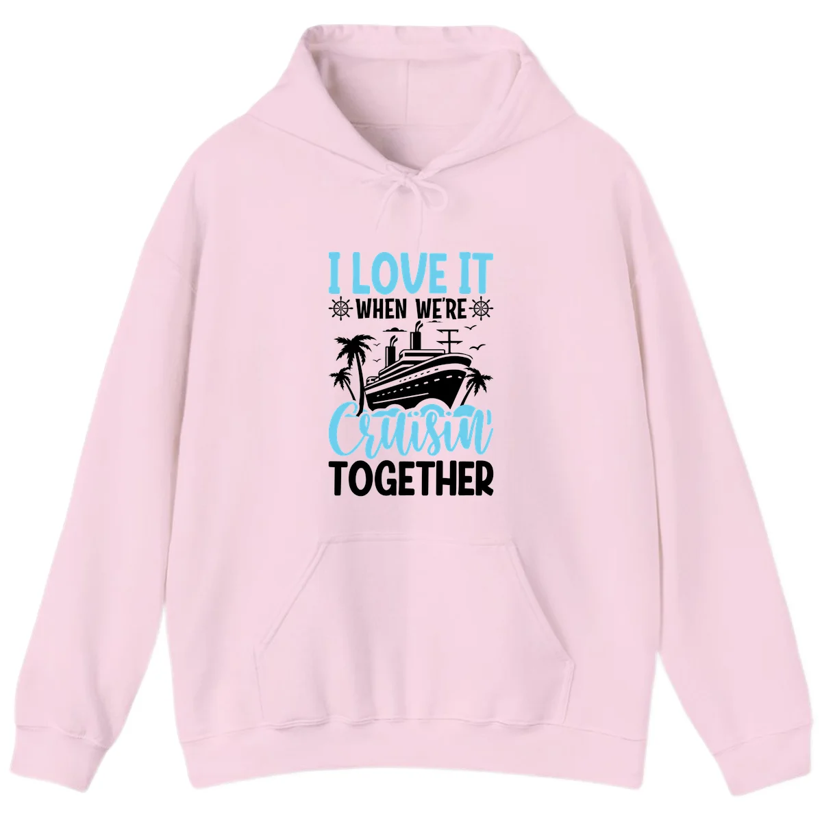 Cruising Together Nautical Design Hoodie in Light Pink